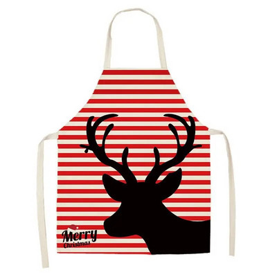 Σκανδιναβική Νέα Διακόσμηση Χριστουγεννιάτικου πάρτι Ποδιά Elk Snowman με στάμπα λινό κουζίνας Αμάνικη αδιάβροχη αντιρρυπαντική ποδιά σαλιάρα