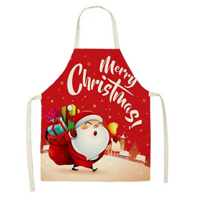 Σκανδιναβική Νέα Διακόσμηση Χριστουγεννιάτικου πάρτι Ποδιά Elk Snowman με στάμπα λινό κουζίνας Αμάνικη αδιάβροχη αντιρρυπαντική ποδιά σαλιάρα