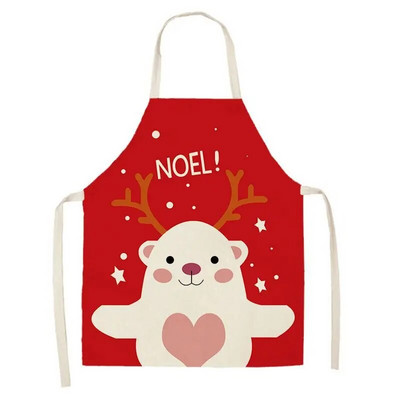 Σκανδιναβική Νέα Διακόσμηση Χριστουγεννιάτικου πάρτι Ποδιά Elk Snowman με στάμπα λινό κουζίνας Αμάνικη αδιάβροχη αντιρρυπαντική ποδιά σαλιάρα