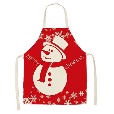 Σκανδιναβική Νέα Διακόσμηση Χριστουγεννιάτικου πάρτι Ποδιά Elk Snowman με στάμπα λινό κουζίνας Αμάνικη αδιάβροχη αντιρρυπαντική ποδιά σαλιάρα