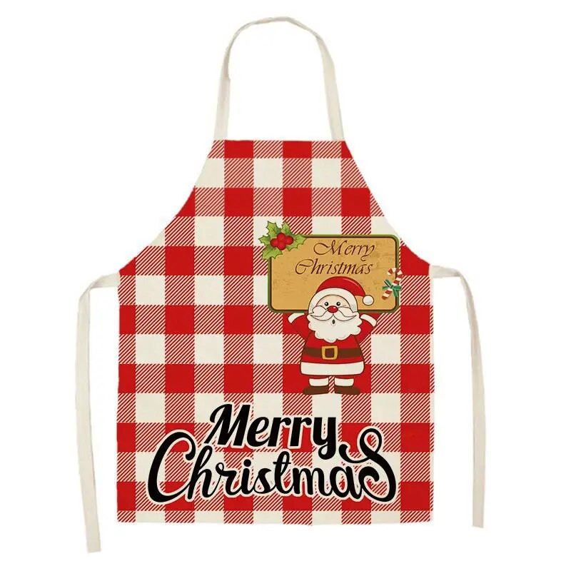 Σκανδιναβική Νέα Διακόσμηση Χριστουγεννιάτικου πάρτι Ποδιά Elk Snowman με στάμπα λινό κουζίνας Αμάνικη αδιάβροχη αντιρρυπαντική ποδιά σαλιάρα