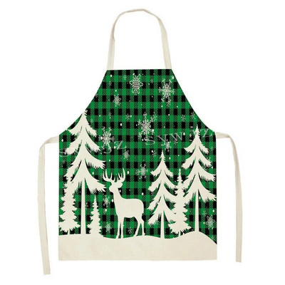 2024. gada Ziemassvētku lina priekšauts Zaļš pleds Ziemassvētku eglītes Vakariņu rotājums Mājas Virtuve Ēdienu gatavošana Cepšana Prettraipu priekšauts Pieaugušajiem