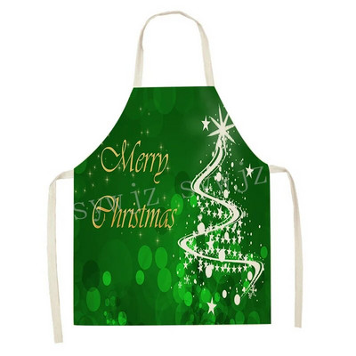 2024. gada Ziemassvētku lina priekšauts Zaļš pleds Ziemassvētku eglītes Vakariņu rotājums Mājas Virtuve Ēdienu gatavošana Cepšana Prettraipu priekšauts Pieaugušajiem