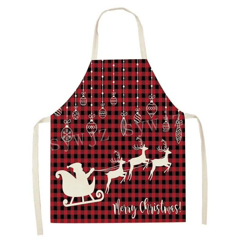 2024. gada Ziemassvētku lina priekšauts Zaļš pleds Ziemassvētku eglītes Vakariņu rotājums Mājas Virtuve Ēdienu gatavošana Cepšana Prettraipu priekšauts Pieaugušajiem