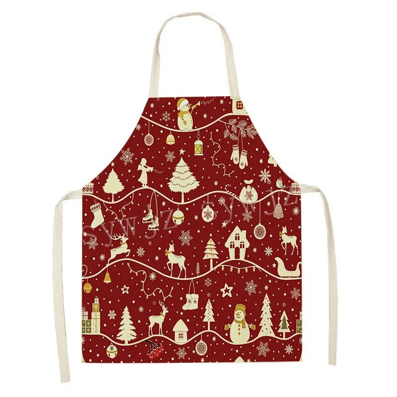 2024. gada Ziemassvētku lina priekšauts Zaļš pleds Ziemassvētku eglītes Vakariņu rotājums Mājas Virtuve Ēdienu gatavošana Cepšana Prettraipu priekšauts Pieaugušajiem