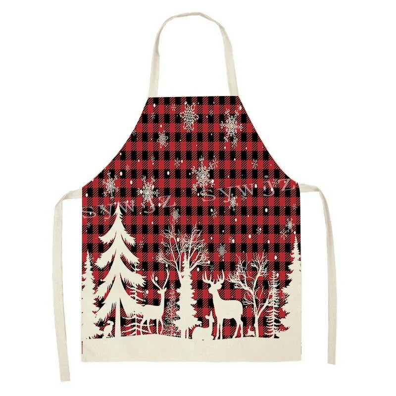 2024. gada Ziemassvētku lina priekšauts Zaļš pleds Ziemassvētku eglītes Vakariņu rotājums Mājas Virtuve Ēdienu gatavošana Cepšana Prettraipu priekšauts Pieaugušajiem