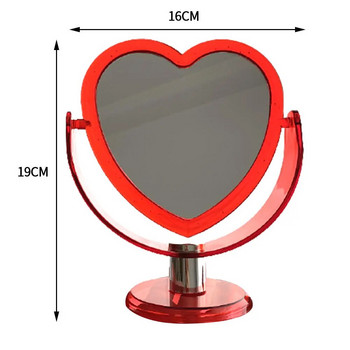 INS Козметично огледало във формата на сърце в корейски стил Акрилна прозрачна основа Огледало за грим Двустранно настолно огледало за домашна спалня