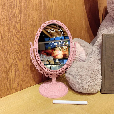 INS korėjietiško stiliaus širdies formos kosmetinis veidrodis akrilinis skaidrus pagrindo makiažo veidrodis dvipusis namų miegamojo veidrodis darbalaukiui