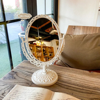 INS korėjietiško stiliaus širdies formos kosmetinis veidrodis akrilinis skaidrus pagrindo makiažo veidrodis dvipusis namų miegamojo veidrodis darbalaukiui