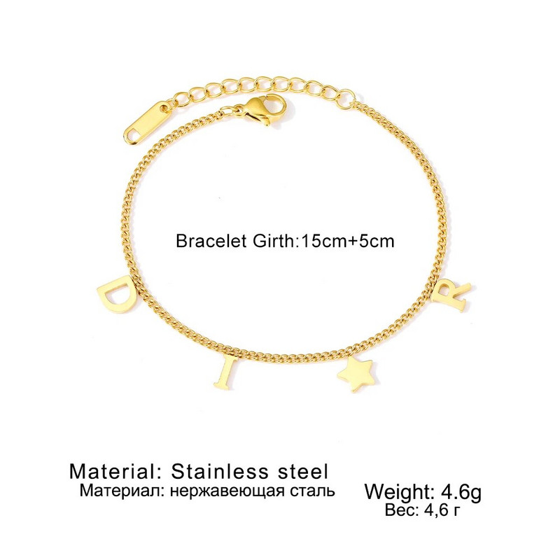 Koreja Jauna modes vēstule Zvaigzne kulonu rokassprādze sievietei vienkārša vintage nerūsējošā tērauda rokassprādze Luksusa rotaslietas aksesuāri dāvanas