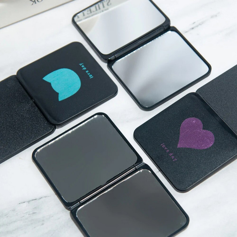 Salokāms kosmētikas spogulis Mini kvadrātveida kosmētikas spogulis tualetes spogulis pārnēsājami rokas spoguļi Divpusēji kompakts spogulis kabatas kosmētikas spogulis