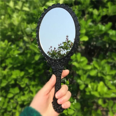 Vintage cirsts rokas tualetes spogulis kosmētikas spogulis SPA salona grims tualetes roku spogulis rokturis kosmētisks kompakts spogulis sievietēm