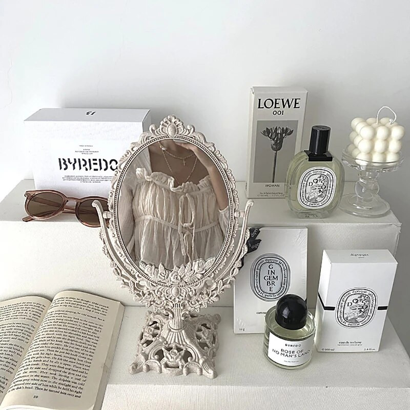 Nordic Makeup Mirror Ins Vintage Dekoratiivpeegel Plastikust Kosmeetika Peeglituba Kodukaunistused Espejos Decorativos Ilutööriistad 1tk