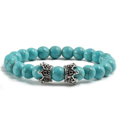 Vyriškos juodos lavos apyrankės natūralaus akmens karoliukai rankų darbo apyrankės moteriškos aukso spalvos juodos dvigubos karūnėlės apyrankės poros papuošalai