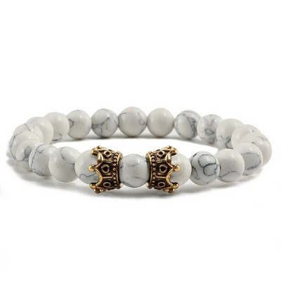 Vyriškos juodos lavos apyrankės natūralaus akmens karoliukai rankų darbo apyrankės moteriškos aukso spalvos juodos dvigubos karūnėlės apyrankės poros papuošalai