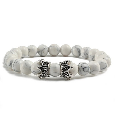 Vyriškos juodos lavos apyrankės natūralaus akmens karoliukai rankų darbo apyrankės moteriškos aukso spalvos juodos dvigubos karūnėlės apyrankės poros papuošalai