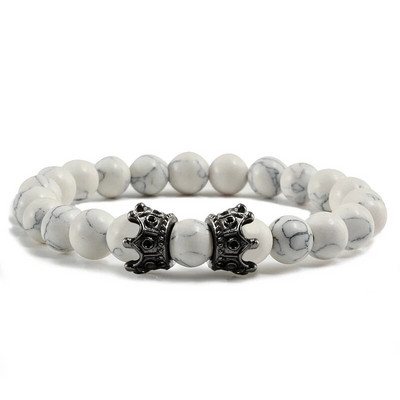 Vyriškos juodos lavos apyrankės natūralaus akmens karoliukai rankų darbo apyrankės moteriškos aukso spalvos juodos dvigubos karūnėlės apyrankės poros papuošalai