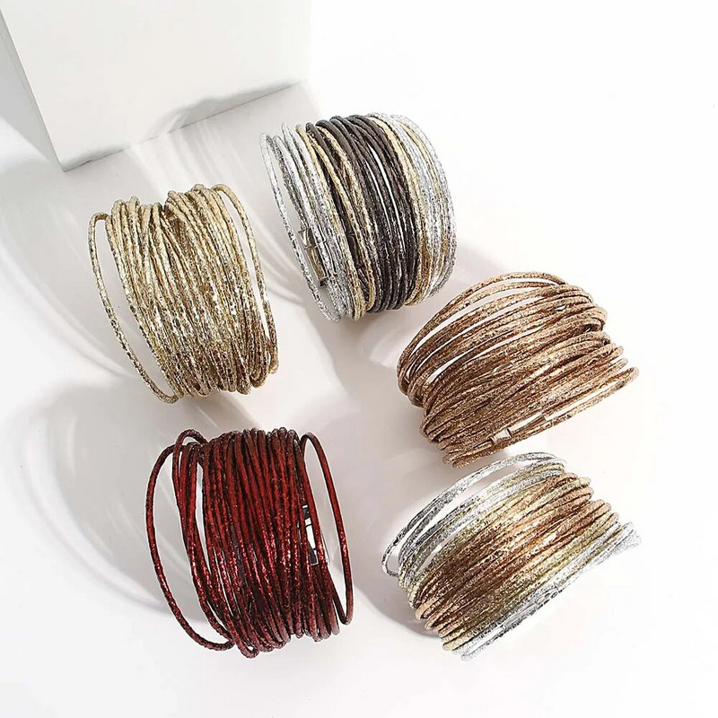 ALLYES Vintage háromszínű bőr karkötő nőknek varázslatos, csillogó, vékony csíkos karkötők és karkötők parti ékszerek