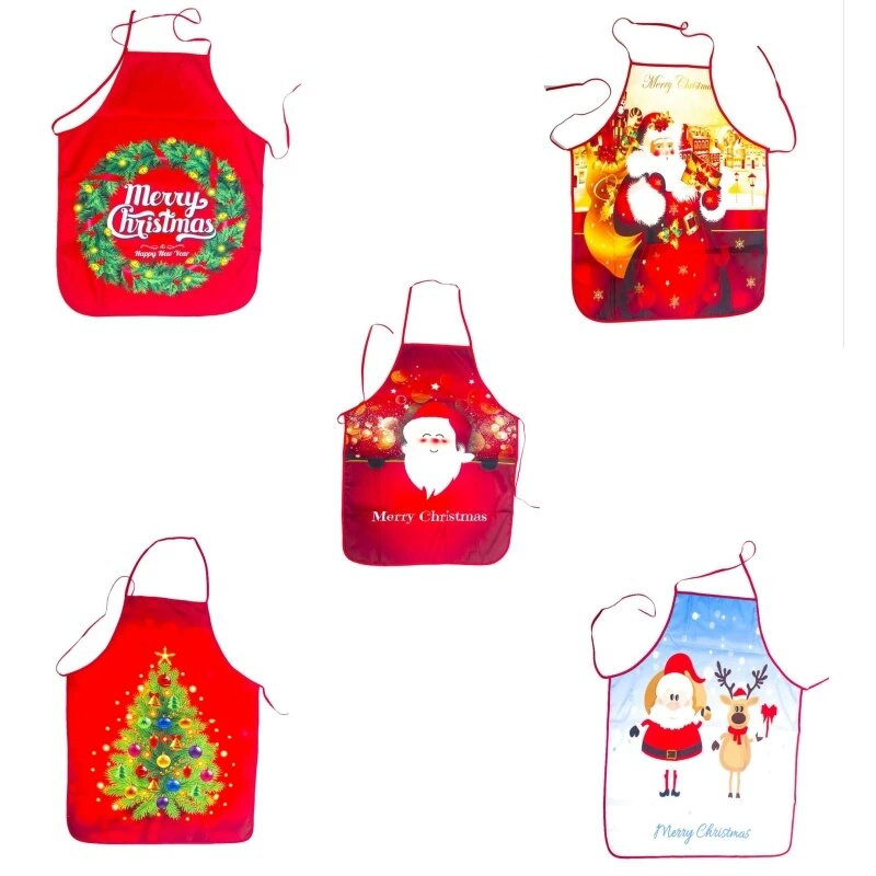 Kalėdų Senelio prijuostė Kalėdų eglutės vakarienės papuošimas Vyrų ir moterų namų virtuvės kepimui ir kepimui aliejui atspari prijuostė