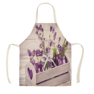 Ziemassvētku dāvana Ziedi Lavandas raksts Priekšauts Lina traipu izturīgs Sieviešu virtuves priekšauts Frizieris Priekšauts Mājas Priekšauta gatavošana