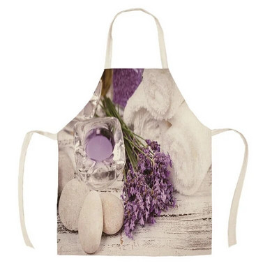 Ziemassvētku dāvana Ziedi Lavandas raksts Priekšauts Lina traipu izturīgs Sieviešu virtuves priekšauts Frizieris Priekšauts Mājas Priekšauta gatavošana