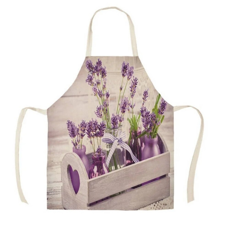 Ziemassvētku dāvana Ziedi Lavandas raksts Priekšauts Lina traipu izturīgs Sieviešu virtuves priekšauts Frizieris Priekšauts Mājas Priekšauta gatavošana