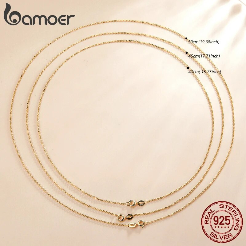 BAMOER klasikinė pagrindinė grandinėlė, 100 % 925 sterlingų sidabro omarų užsegimas, reguliuojamas kaklo grandinėlė, madingi papuošalai moterims