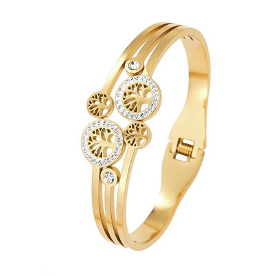 Divu krāsu nerūsējošā tērauda rokassprādzes koka dzīvības aproce