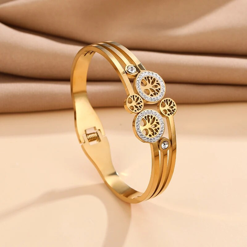 Divu krāsu nerūsējošā tērauda rokassprādzes koka dzīvības aproce