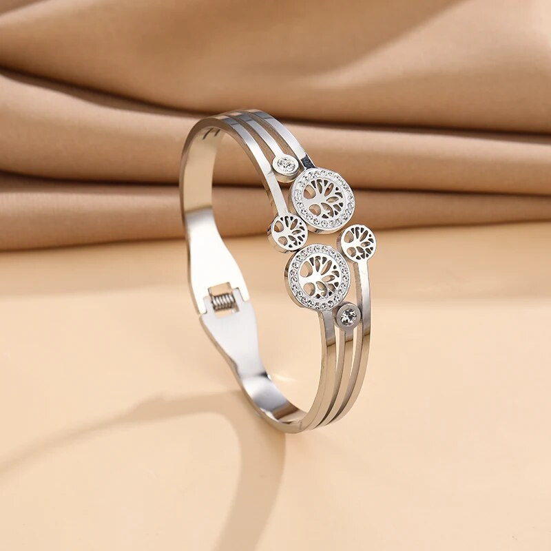 Divu krāsu nerūsējošā tērauda rokassprādzes koka dzīvības aproce