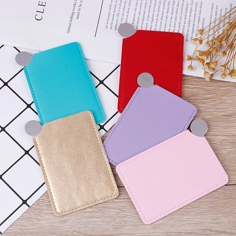 1 db rozsdamentes acél kozmetikai tükör, törhetetlen, hordozható utazási törésálló sminktükör hordhüvellyel, születésnapi ajándék