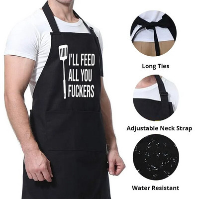 1 бр черна престилка с голям джоб за защита на хигиената на храната и дрехите от замърсяване по време на готвене в кухнята