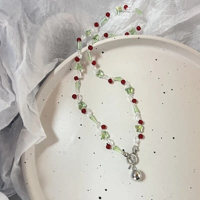 Vasaros žalios spalvos karoliai, rankų darbo karoliukais puošta raktikaulio grandinėlė Choker šviesus prabangus dizaino karoliai, 2022 m. aksesuarai