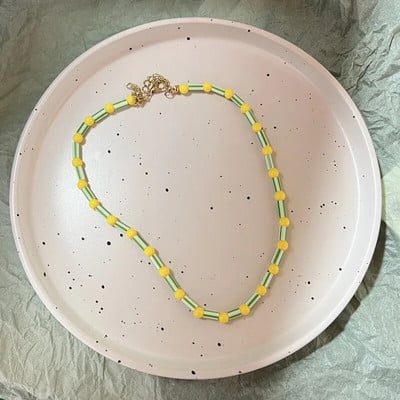 Vasaros žalios spalvos karoliai, rankų darbo karoliukais puošta raktikaulio grandinėlė Choker šviesus prabangus dizaino karoliai, 2022 m. aksesuarai