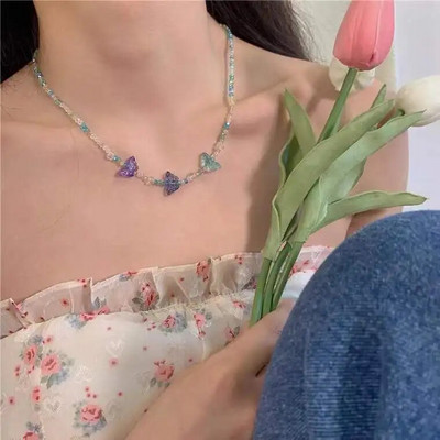 Vasaros žalios spalvos karoliai, rankų darbo karoliukais puošta raktikaulio grandinėlė Choker šviesus prabangus dizaino karoliai, 2022 m. aksesuarai