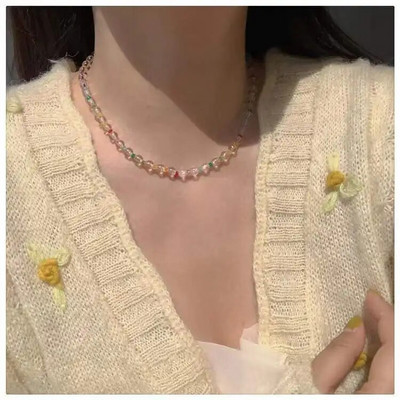 Vasaros žalios spalvos karoliai, rankų darbo karoliukais puošta raktikaulio grandinėlė Choker šviesus prabangus dizaino karoliai, 2022 m. aksesuarai