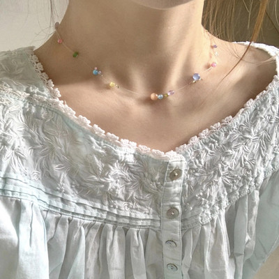 Vasaros žalios spalvos karoliai, rankų darbo karoliukais puošta raktikaulio grandinėlė Choker šviesus prabangus dizaino karoliai, 2022 m. aksesuarai