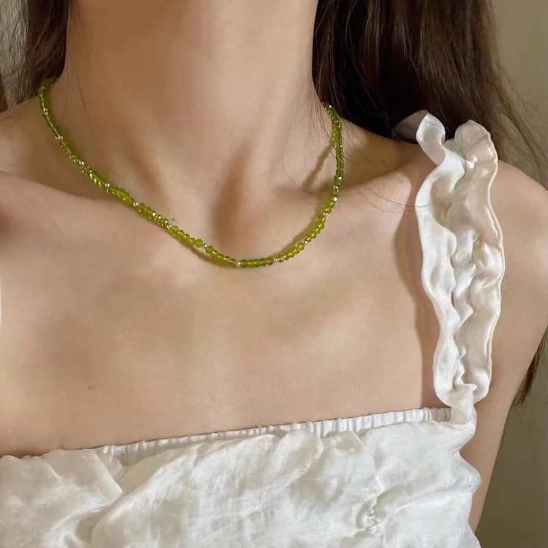 Vasaros žalios spalvos karoliai, rankų darbo karoliukais puošta raktikaulio grandinėlė Choker šviesus prabangus dizaino karoliai, 2022 m. aksesuarai