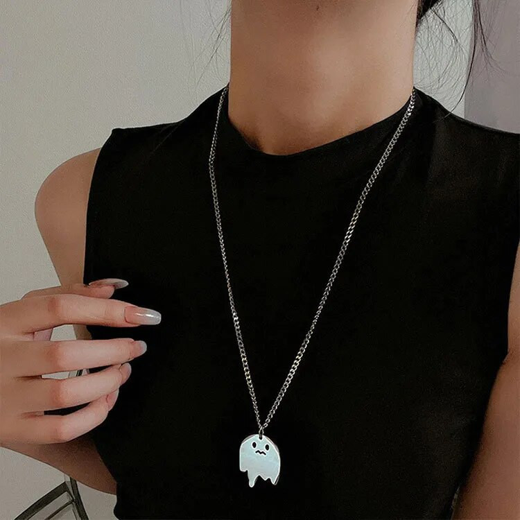 Ogrlice od nehrđajućeg čelika Tužni duh Halloween Privjesak Ovratnik Lanac Modna ogrlica za žene Muškarci Nakit Prijatelji Najbolji darovi