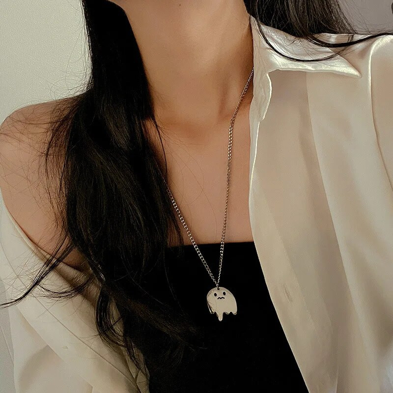 Ogrlice od nehrđajućeg čelika Tužni duh Halloween Privjesak Ovratnik Lanac Modna ogrlica za žene Muškarci Nakit Prijatelji Najbolji darovi