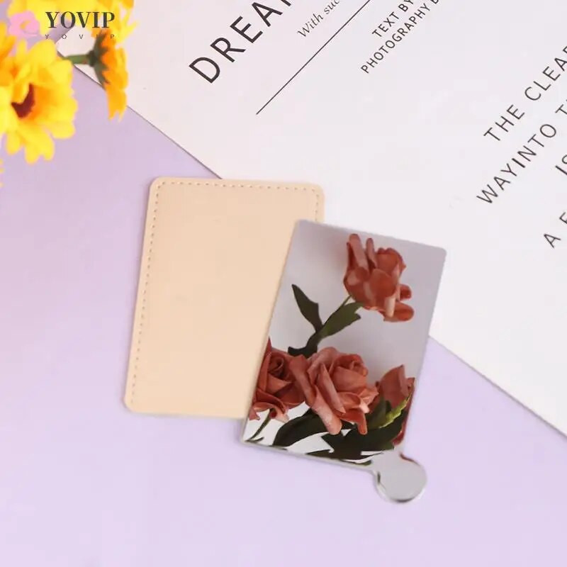 Pārnēsājams mini nerūsējošā tērauda nesalaužams grima kabatas spogulis kosmētikas spogulis jauks grima rokas kabatas spogulis