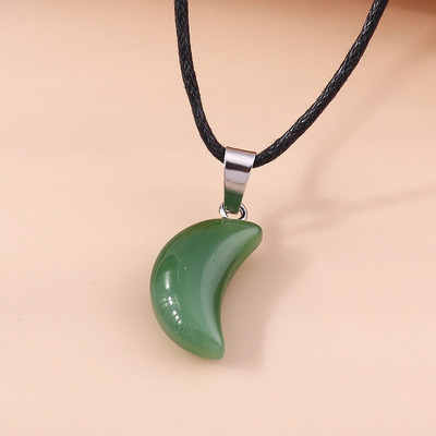 Естествен камък Кварц Лапис Опал Аметист Розов кристален камък Шестоъгълна колона Висулка Колиета Кожена верига Bullet Колие