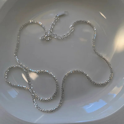 Populāra dzirkstoša kaklarota sievietēm, atslēgas kaula ķēde, sudraba krāsa, modes rotaslietas kāzu ballītei dzimšanas dienas dāvana