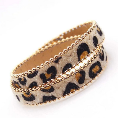 Modes Leoparda ādas rokassprādze sievietēm Vienkārša All-Match V Word Wide Charm Cuff Wrap Rokassprādze sieviešu aproces rotaslietas