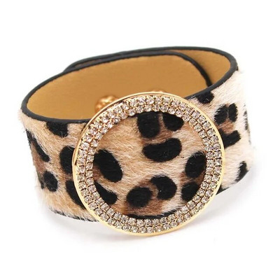 Modes Leoparda ādas rokassprādze sievietēm Vienkārša All-Match V Word Wide Charm Cuff Wrap Rokassprādze sieviešu aproces rotaslietas