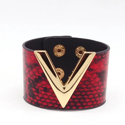 Modes Leoparda ādas rokassprādze sievietēm Vienkārša All-Match V Word Wide Charm Cuff Wrap Rokassprādze sieviešu aproces rotaslietas