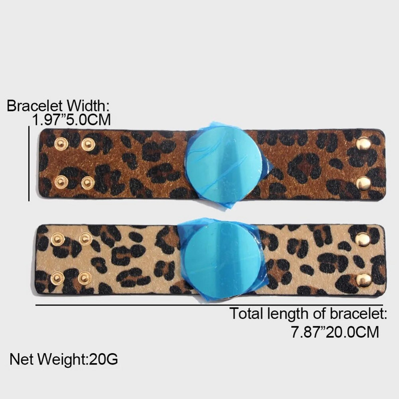 Modes Leoparda ādas rokassprādze sievietēm Vienkārša All-Match V Word Wide Charm Cuff Wrap Rokassprādze sieviešu aproces rotaslietas