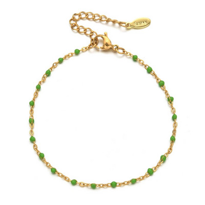 ZMZY naujos spalvos ploni paauksuoti nerūdijančio plieno grandinės apyrankės moterims Link emalio karoliukai apyrankės papuošalai Femme Pulseira