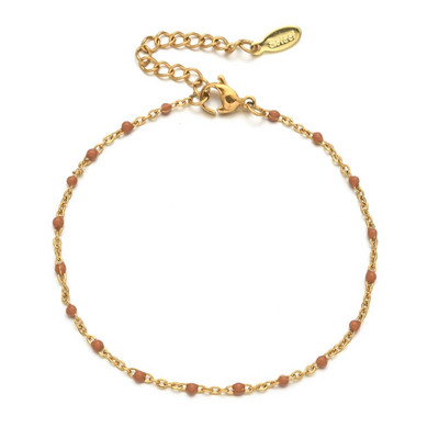 ZMZY naujos spalvos ploni paauksuoti nerūdijančio plieno grandinės apyrankės moterims Link emalio karoliukai apyrankės papuošalai Femme Pulseira