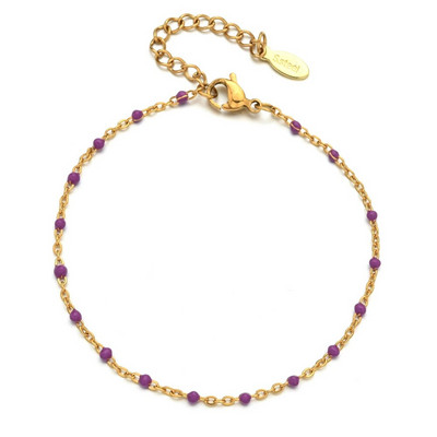 ZMZY naujos spalvos ploni paauksuoti nerūdijančio plieno grandinės apyrankės moterims Link emalio karoliukai apyrankės papuošalai Femme Pulseira